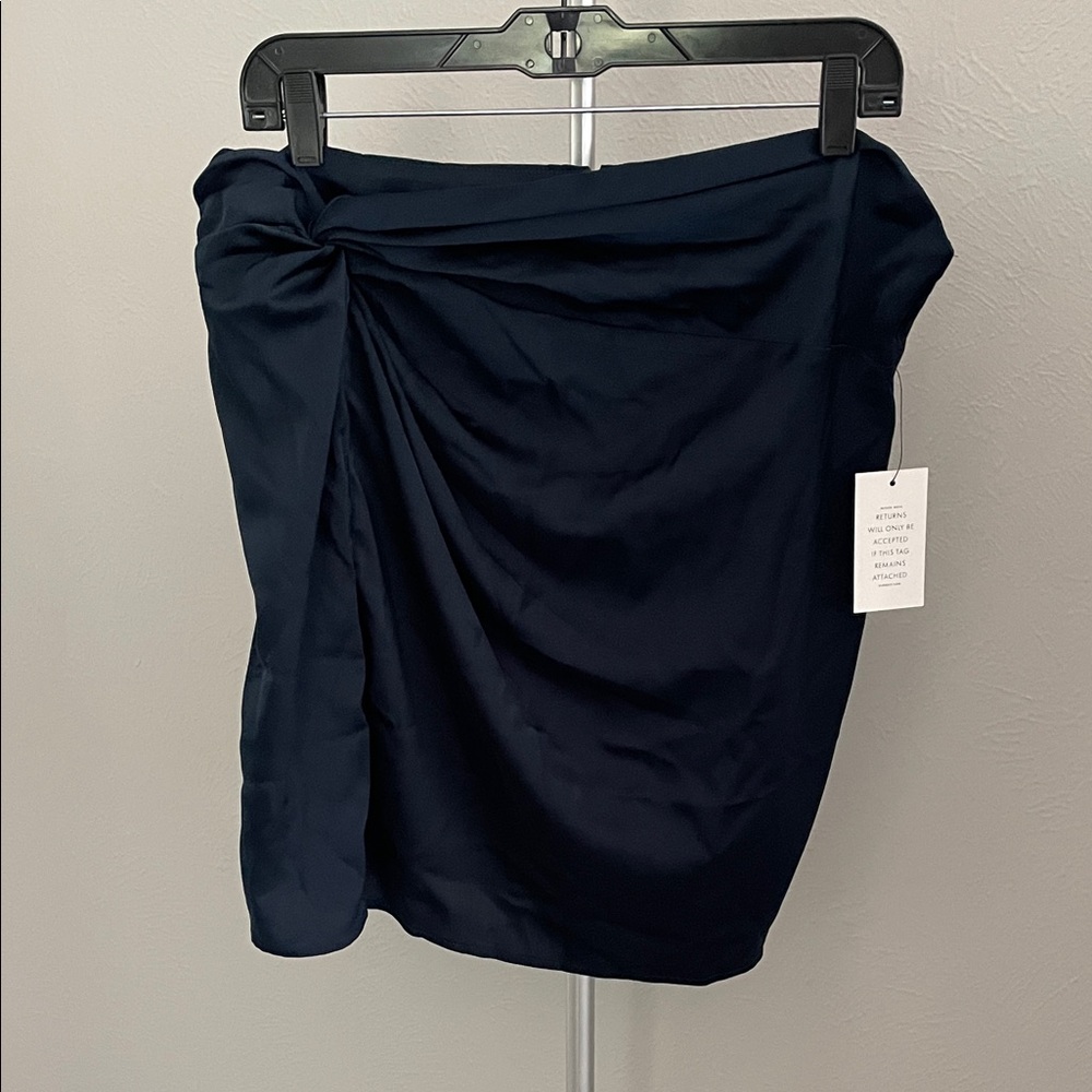 Eloquii Dark Blue Polyester Mini Skirt with Zipper Back